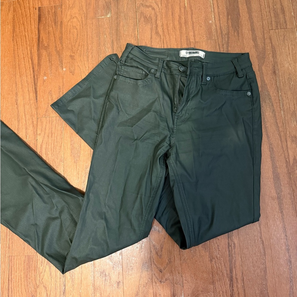 Dark Green leather flared pants